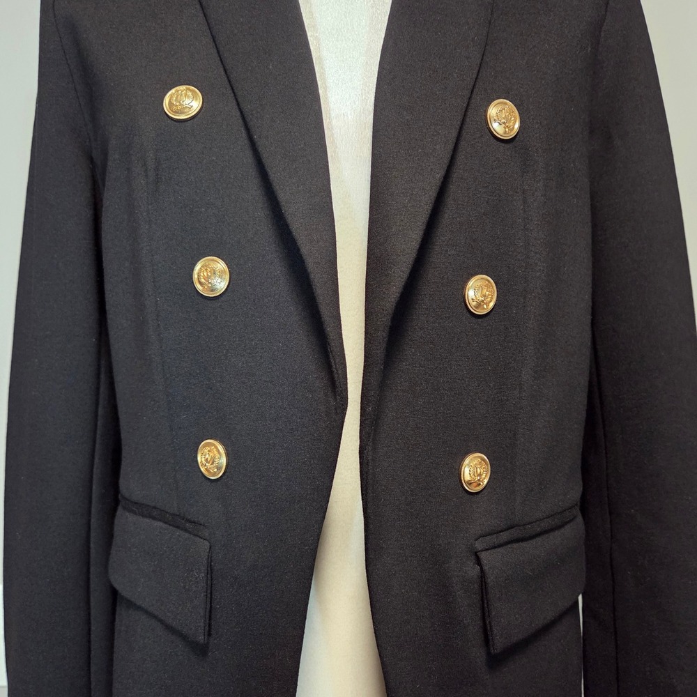Joie Black Double Breasted Blazer Womens Small Preppy Old Money Stretch Career - Picture 10 of 11